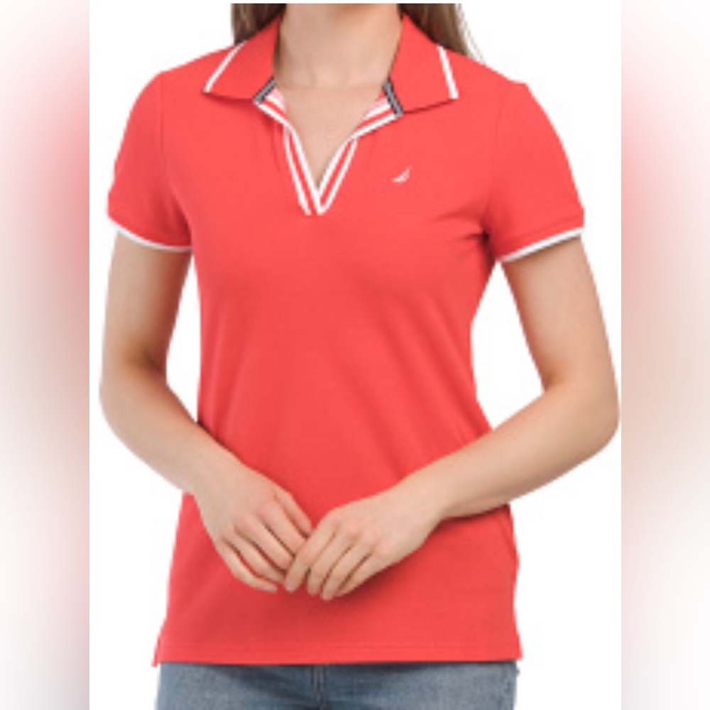 Nautica Womens Xtra-Large Bright Coral Polo Short Sleeves